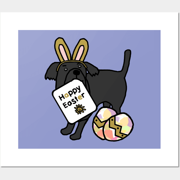 Happy Easter Dog in Easter Bunny Ears Wall Art by ellenhenryart